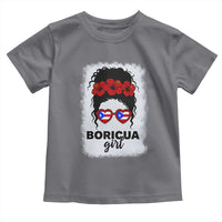 Boricua Girl Toddler T Shirt Messy Bun Puerto Rican Flag Hibiscus Flower - Wonder Print Shop