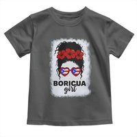 Boricua Girl Toddler T Shirt Messy Bun Puerto Rican Flag Hibiscus Flower - Wonder Print Shop