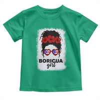 Boricua Girl Toddler T Shirt Messy Bun Puerto Rican Flag Hibiscus Flower - Wonder Print Shop