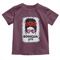 Boricua Girl Toddler T Shirt Messy Bun Puerto Rican Flag Hibiscus Flower - Wonder Print Shop