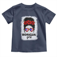 Boricua Girl Toddler T Shirt Messy Bun Puerto Rican Flag Hibiscus Flower - Wonder Print Shop