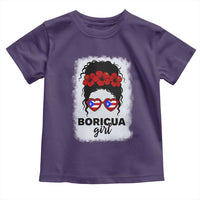 Boricua Girl Toddler T Shirt Messy Bun Puerto Rican Flag Hibiscus Flower - Wonder Print Shop