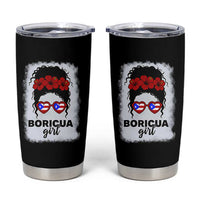 Boricua Girl Tumbler Cup Messy Bun Puerto Rican Flag Hibiscus Flower - Wonder Print Shop