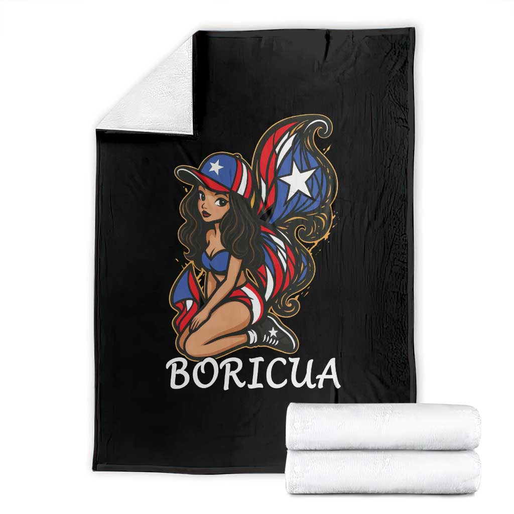 Puerto Rico Pin Up Girl Throw Blanket Taino Boricua Puerto Rican Flag - Wonder Print Shop