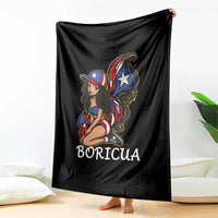 Puerto Rico Pin Up Girl Throw Blanket Taino Boricua Puerto Rican Flag - Wonder Print Shop