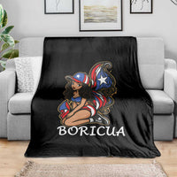 Puerto Rico Pin Up Girl Throw Blanket Taino Boricua Puerto Rican Flag - Wonder Print Shop