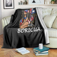 Puerto Rico Pin Up Girl Throw Blanket Taino Boricua Puerto Rican Flag - Wonder Print Shop