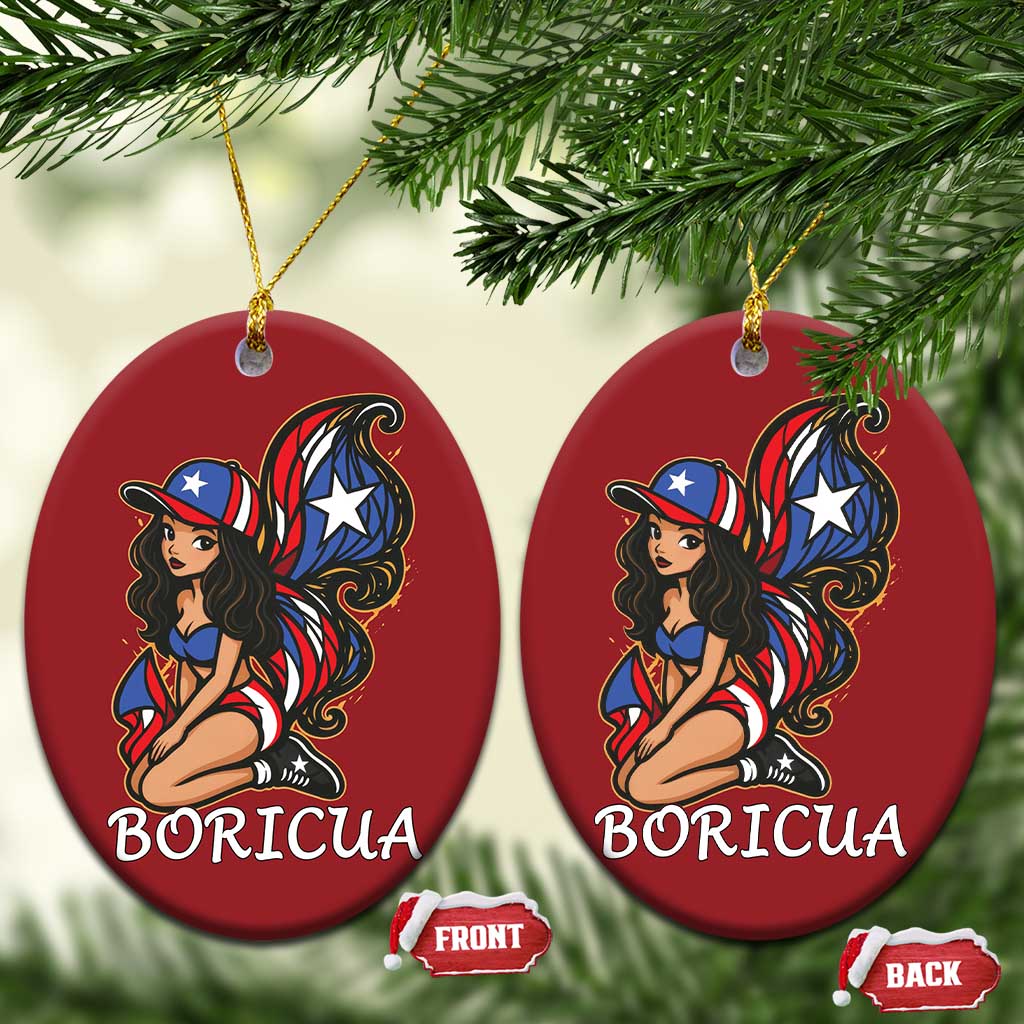 Puerto Rico Pin Up Girl Christmas Ornament Taino Boricua Puerto Rican Flag - Wonder Print Shop