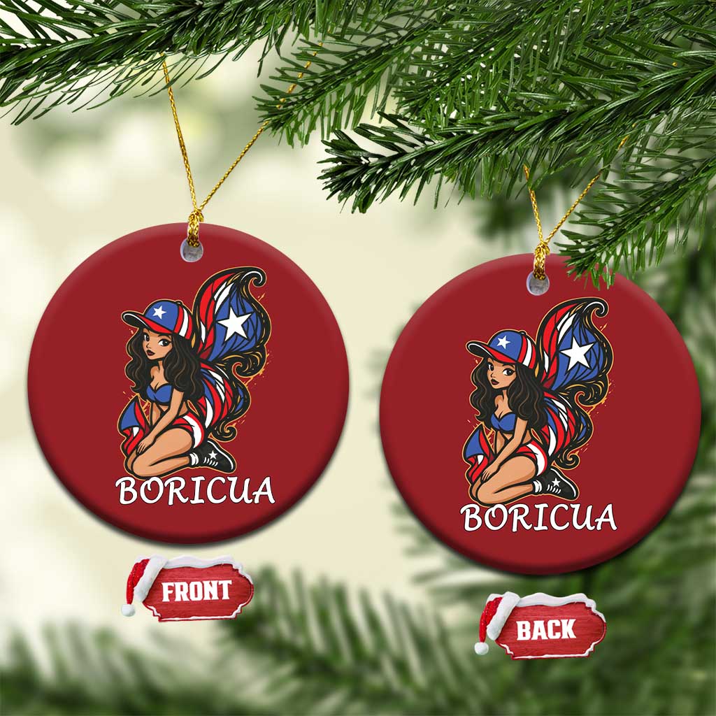 Puerto Rico Pin Up Girl Christmas Ornament Taino Boricua Puerto Rican Flag - Wonder Print Shop