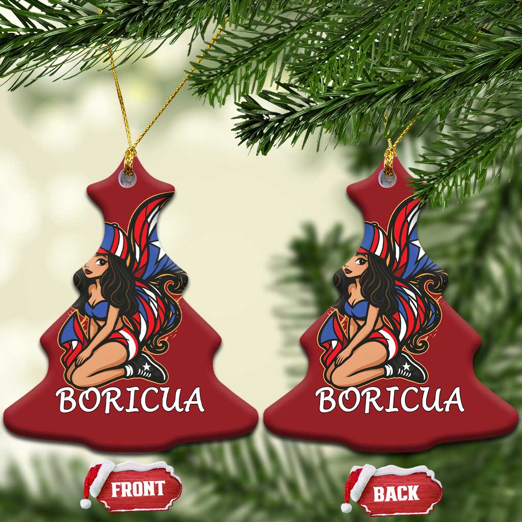 Puerto Rico Pin Up Girl Christmas Ornament Taino Boricua Puerto Rican Flag - Wonder Print Shop