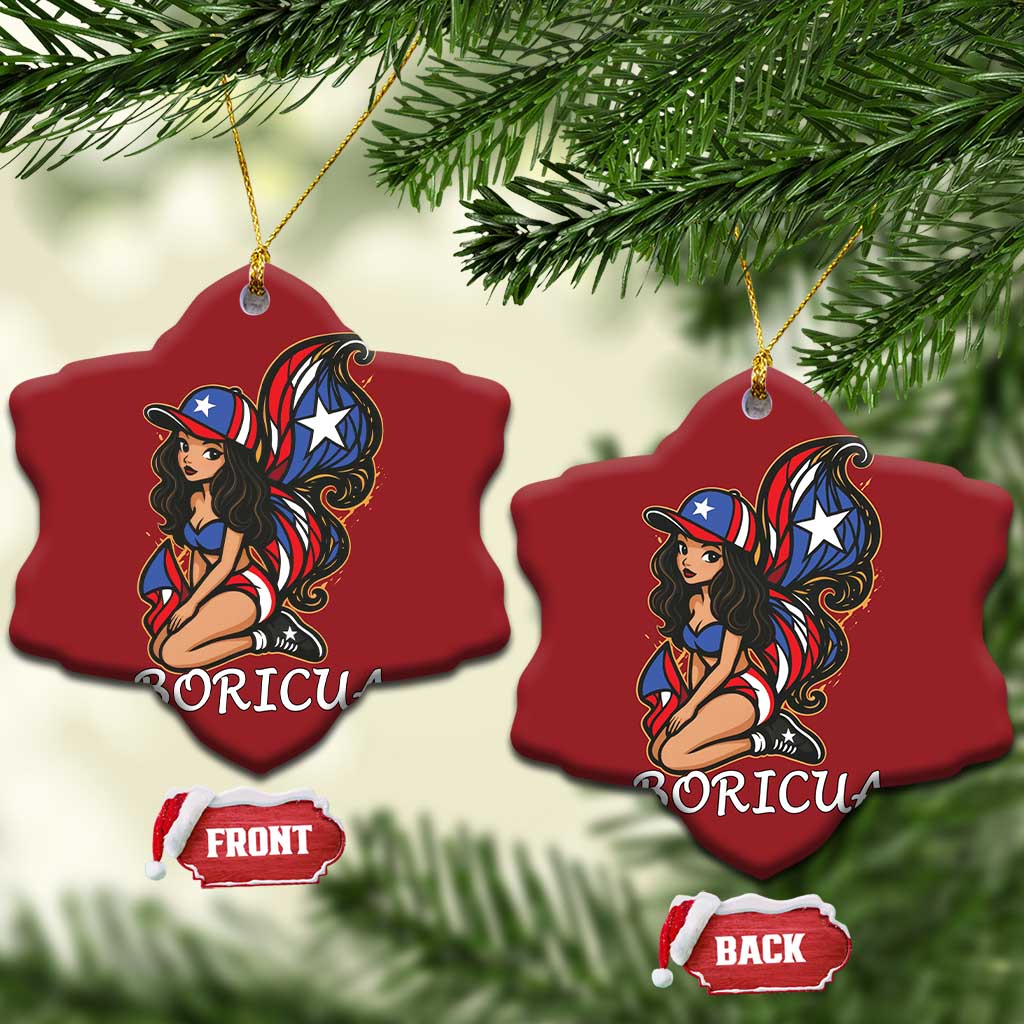 Puerto Rico Pin Up Girl Christmas Ornament Taino Boricua Puerto Rican Flag - Wonder Print Shop