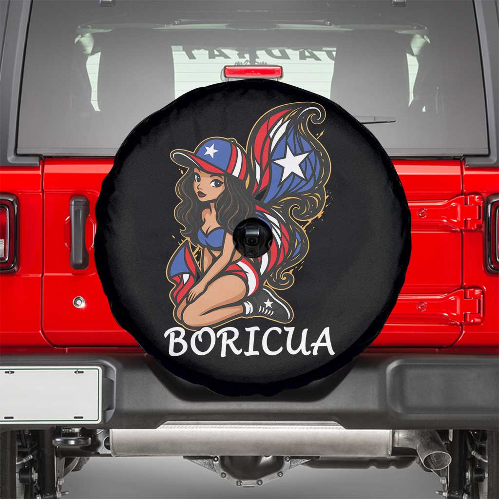 Puerto Rico Pin Up Girl Spare Tire Cover Taino Boricua Puerto Rican Flag - Wonder Print Shop