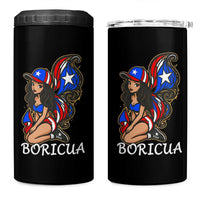 Puerto Rico Pin Up Girl 4 in 1 Can Cooler Tumbler Taino Boricua Puerto Rican Flag - Wonder Print Shop
