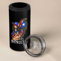 Puerto Rico Pin Up Girl 4 in 1 Can Cooler Tumbler Taino Boricua Puerto Rican Flag - Wonder Print Shop