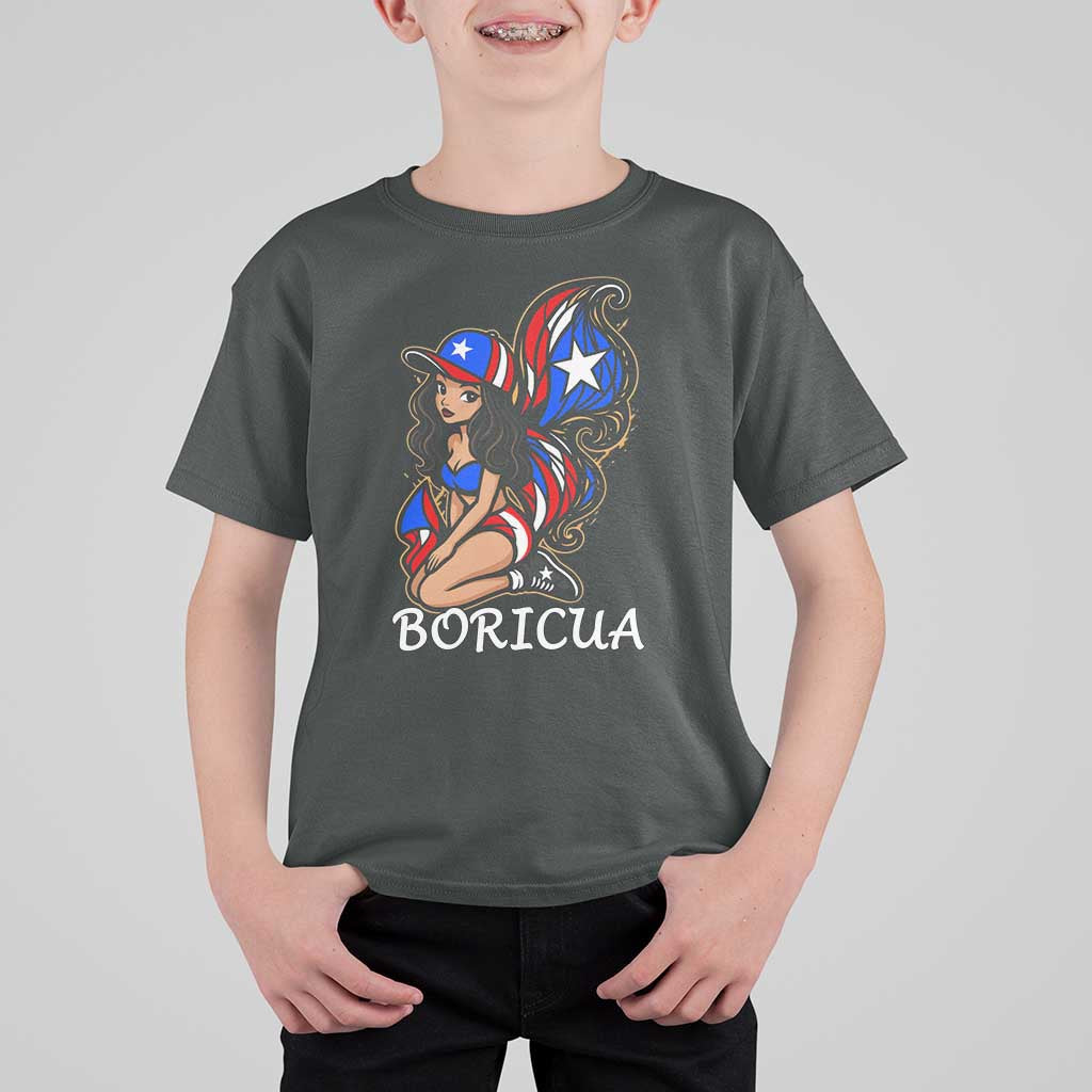 Puerto Rico Pin Up Girl T Shirt For Kid Taino Boricua Puerto Rican Flag - Wonder Print Shop