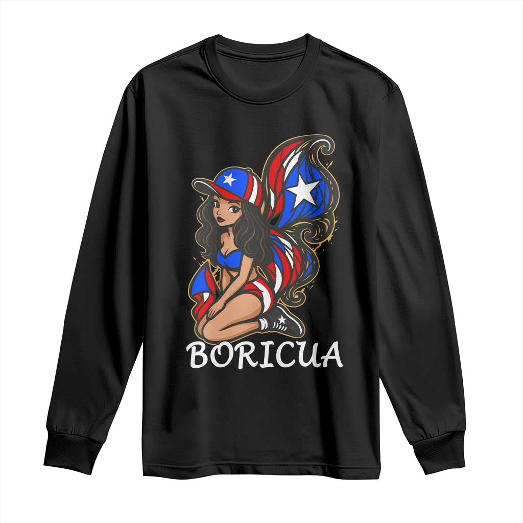 Puerto Rico Pin Up Girl Long Sleeve Shirt Taino Boricua Puerto Rican Flag - Wonder Print Shop