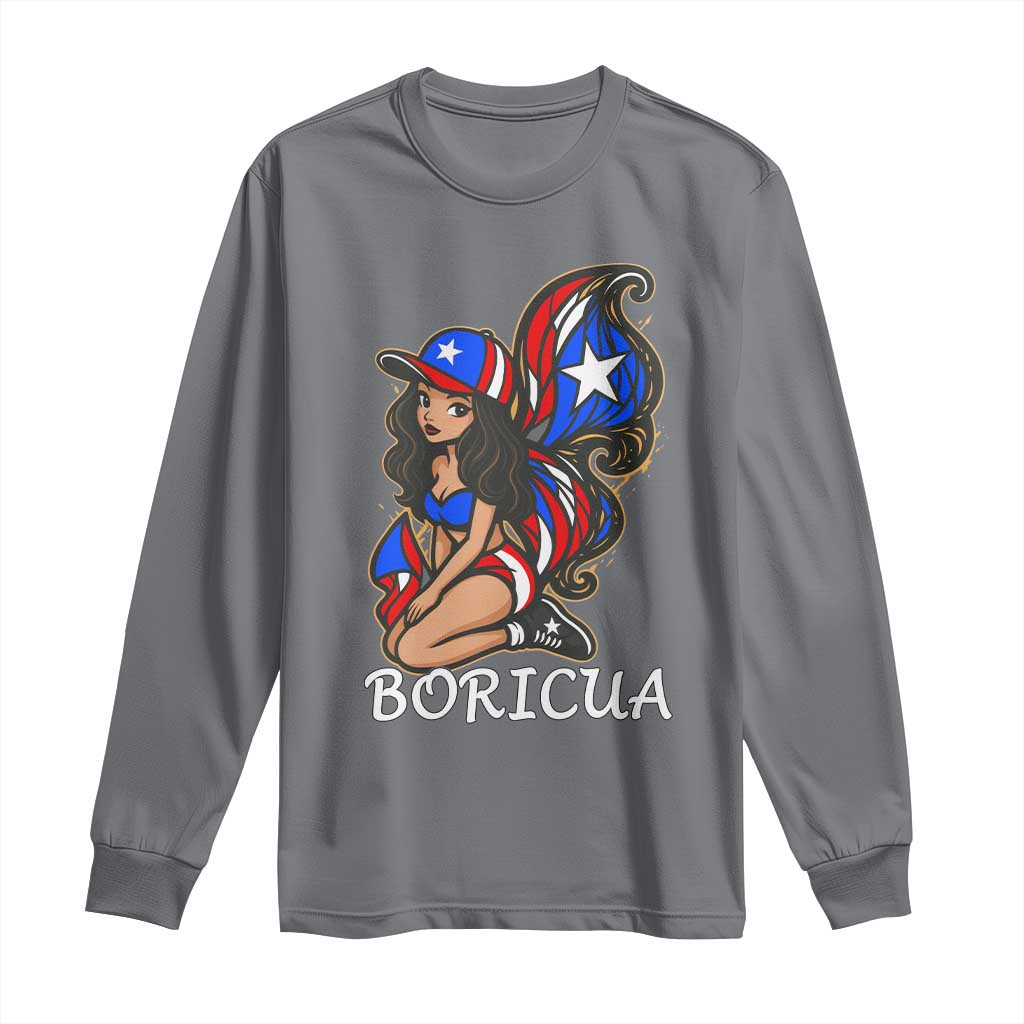 Puerto Rico Pin Up Girl Long Sleeve Shirt Taino Boricua Puerto Rican Flag - Wonder Print Shop