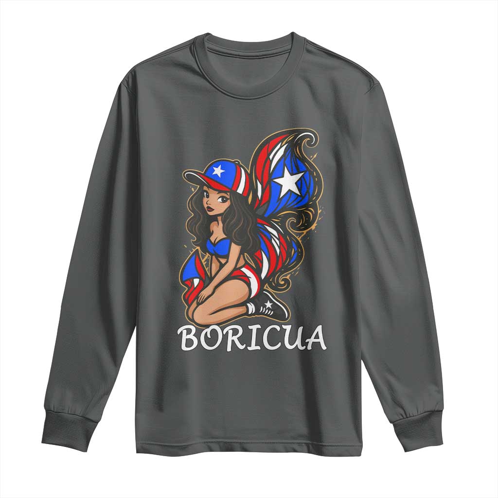 Puerto Rico Pin Up Girl Long Sleeve Shirt Taino Boricua Puerto Rican Flag - Wonder Print Shop