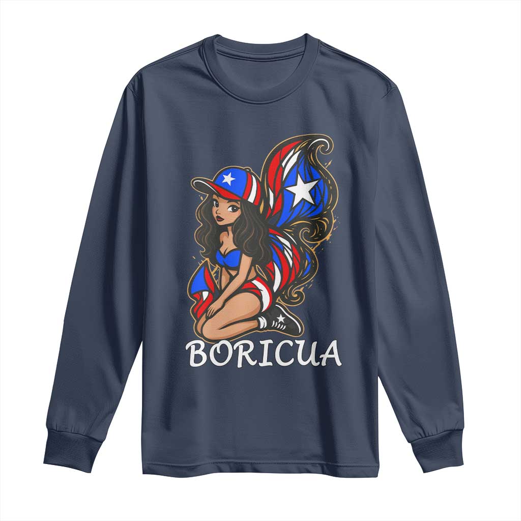 Puerto Rico Pin Up Girl Long Sleeve Shirt Taino Boricua Puerto Rican Flag - Wonder Print Shop