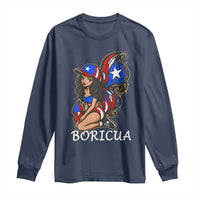 Puerto Rico Pin Up Girl Long Sleeve Shirt Taino Boricua Puerto Rican Flag - Wonder Print Shop