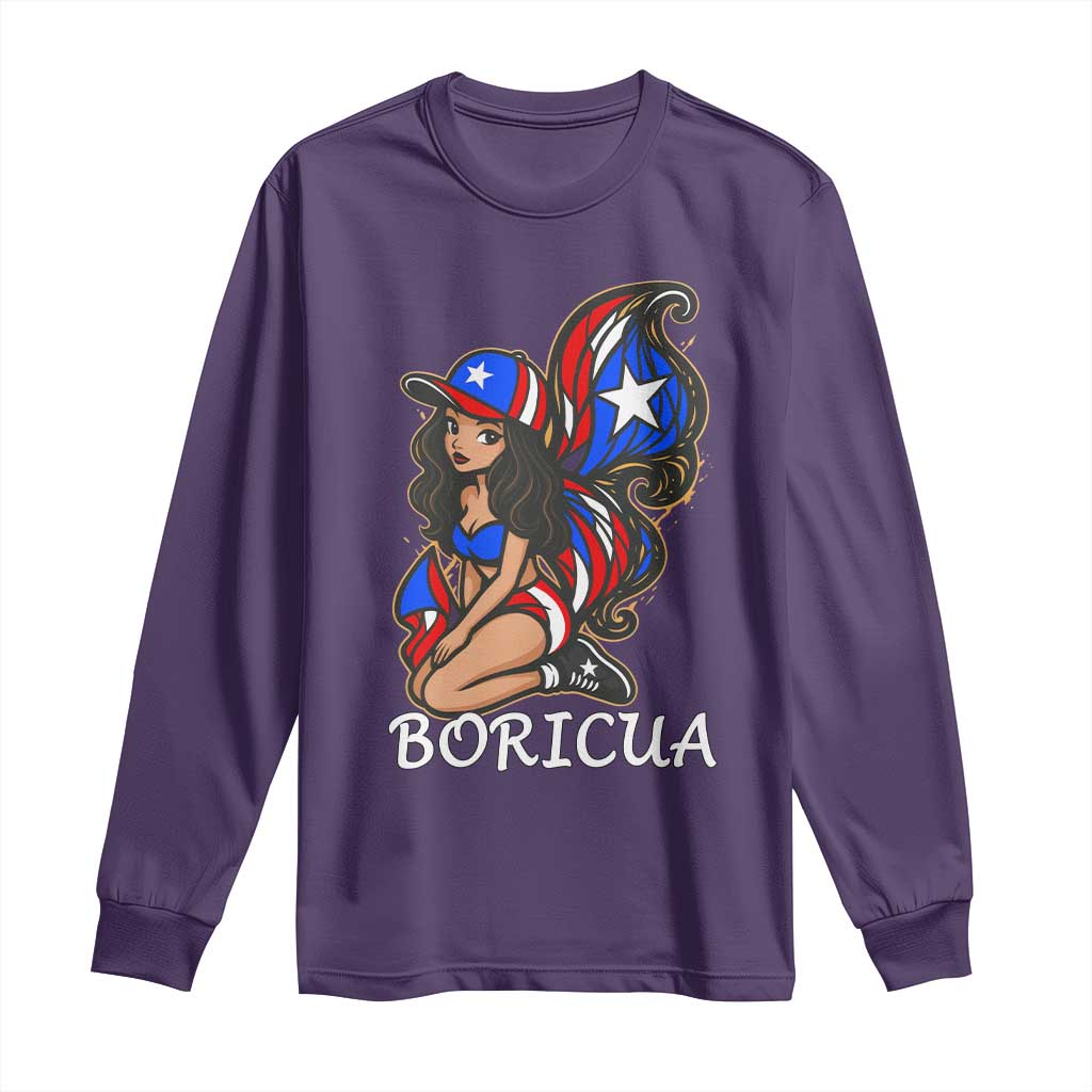 Puerto Rico Pin Up Girl Long Sleeve Shirt Taino Boricua Puerto Rican Flag - Wonder Print Shop