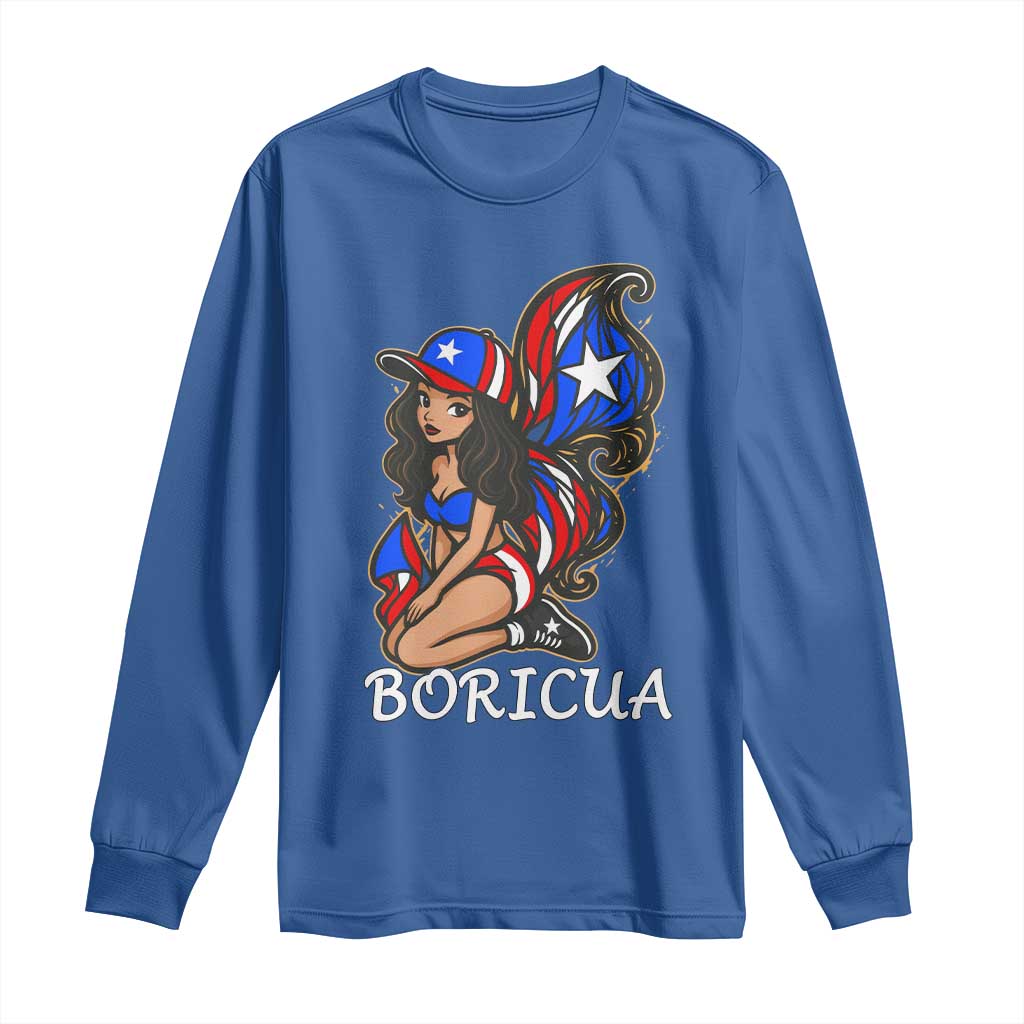Puerto Rico Pin Up Girl Long Sleeve Shirt Taino Boricua Puerto Rican Flag - Wonder Print Shop