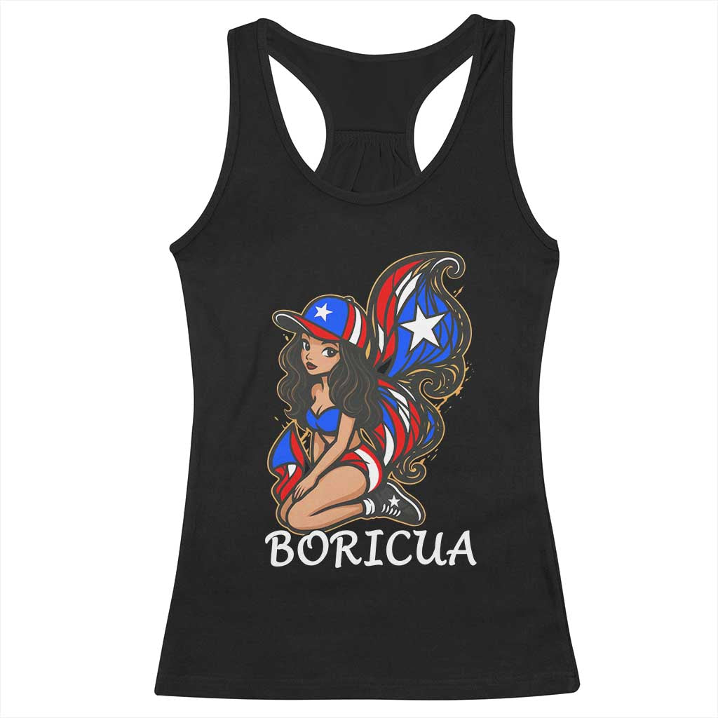 Puerto Rico Pin Up Girl Racerback Tank Top Taino Boricua Puerto Rican Flag - Wonder Print Shop