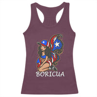 Puerto Rico Pin Up Girl Racerback Tank Top Taino Boricua Puerto Rican Flag - Wonder Print Shop