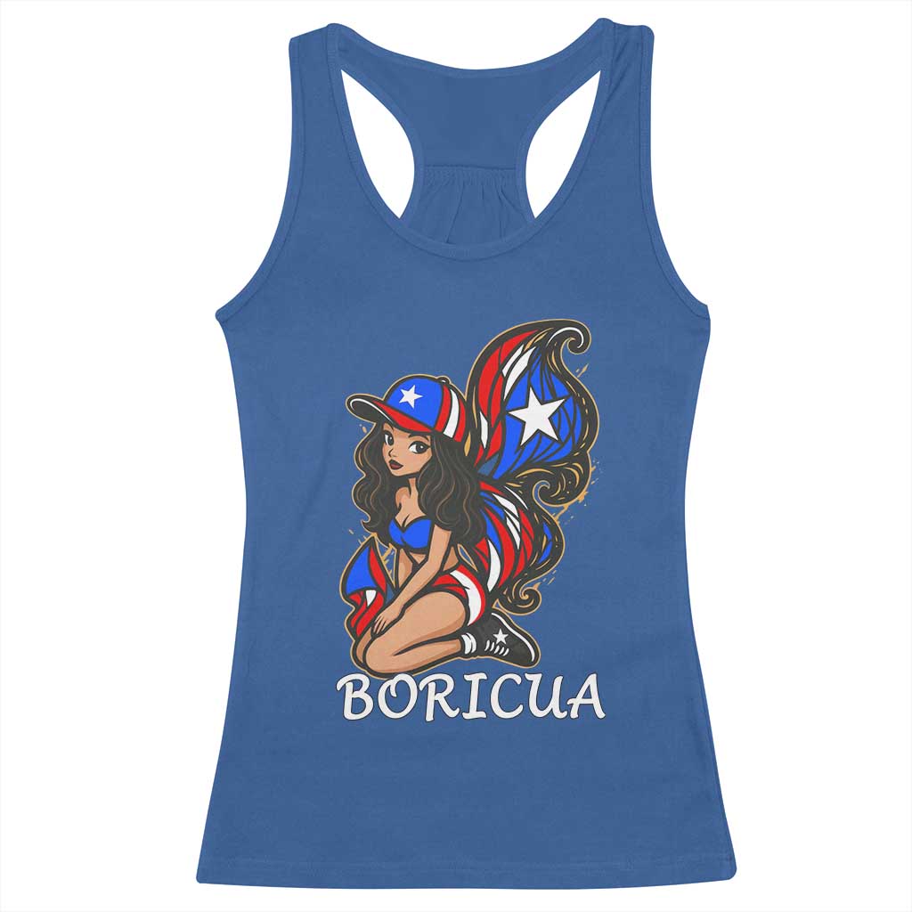 Puerto Rico Pin Up Girl Racerback Tank Top Taino Boricua Puerto Rican Flag - Wonder Print Shop