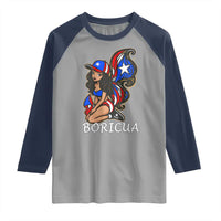 Puerto Rico Pin Up Girl Raglan Shirt Taino Boricua Puerto Rican Flag - Wonder Print Shop