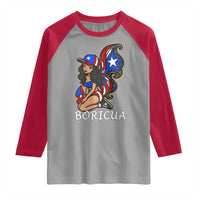 Puerto Rico Pin Up Girl Raglan Shirt Taino Boricua Puerto Rican Flag - Wonder Print Shop