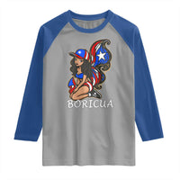 Puerto Rico Pin Up Girl Raglan Shirt Taino Boricua Puerto Rican Flag - Wonder Print Shop