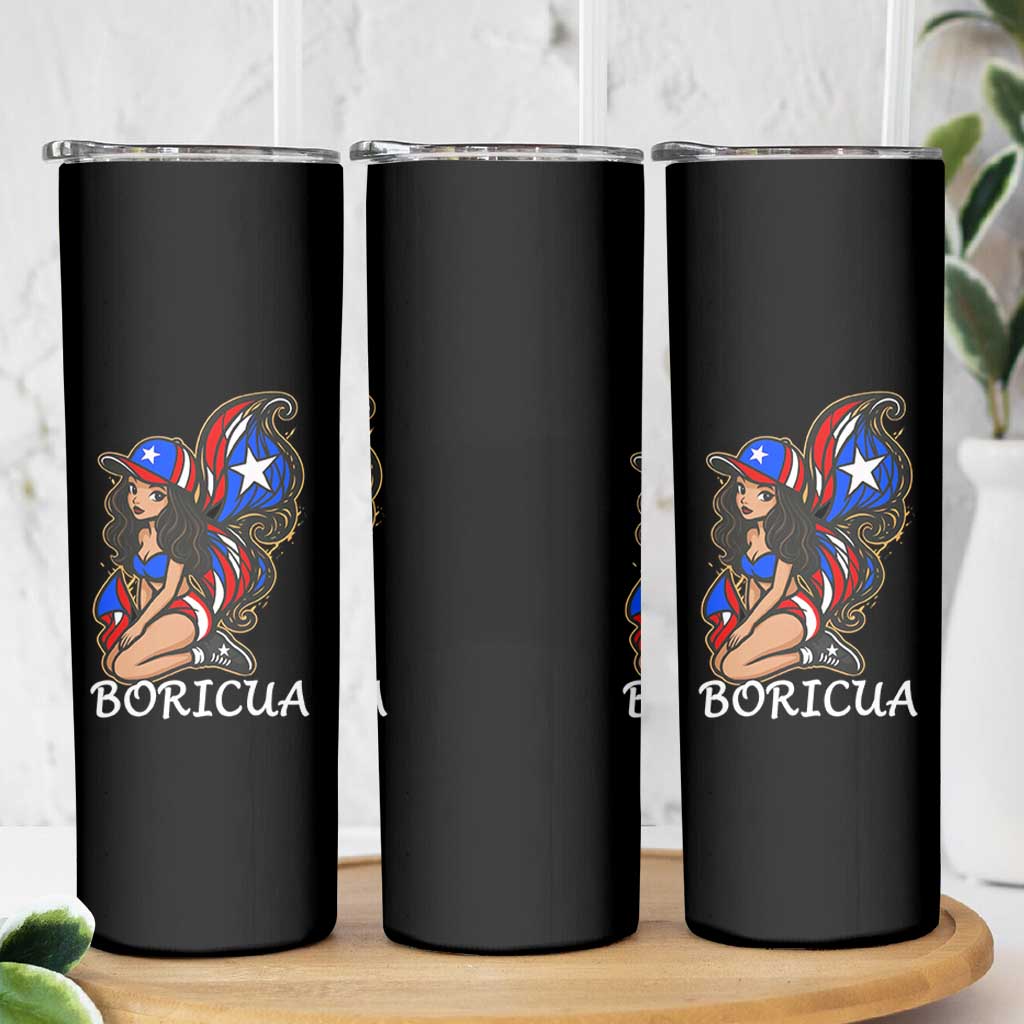 Puerto Rico Pin Up Girl Skinny Tumbler Taino Boricua Puerto Rican Flag - Wonder Print Shop