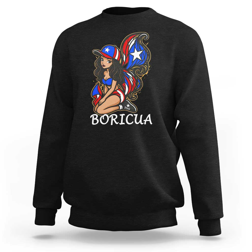 Puerto Rico Pin Up Girl Sweatshirt Taino Boricua Puerto Rican Flag - Wonder Print Shop
