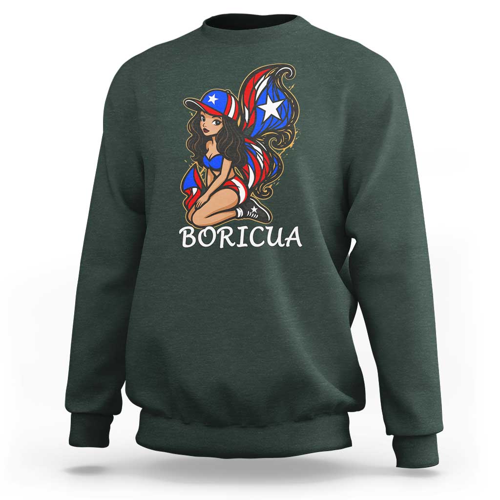 Puerto Rico Pin Up Girl Sweatshirt Taino Boricua Puerto Rican Flag - Wonder Print Shop