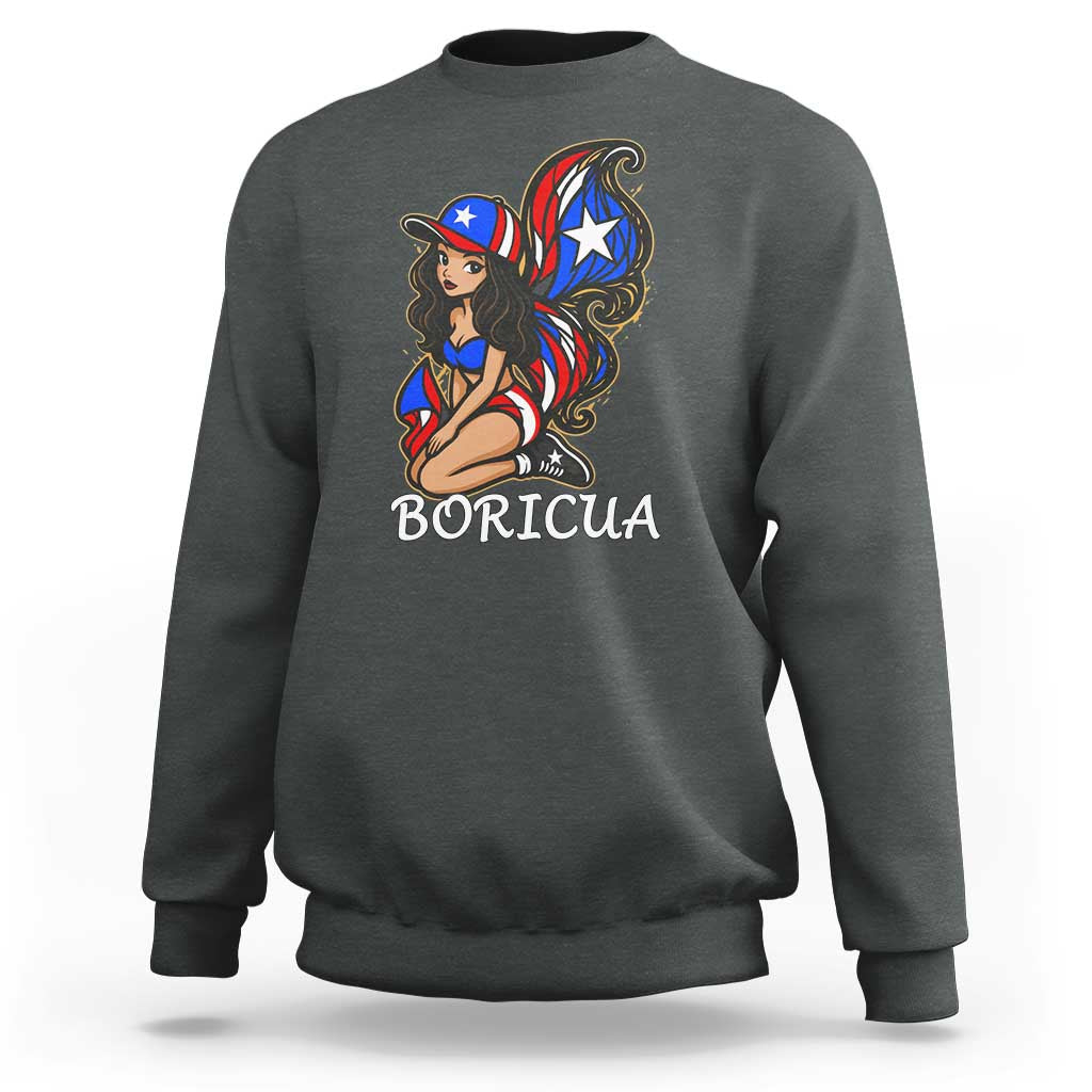 Puerto Rico Pin Up Girl Sweatshirt Taino Boricua Puerto Rican Flag - Wonder Print Shop