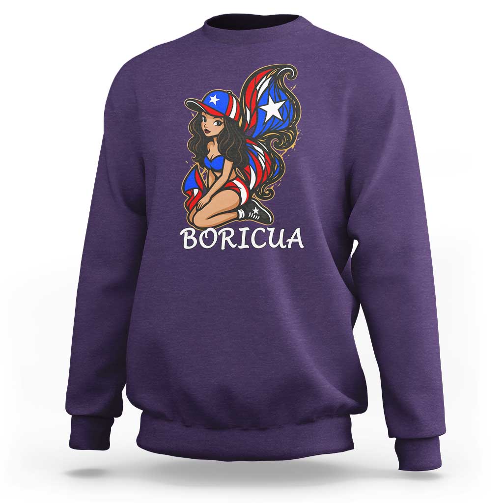 Puerto Rico Pin Up Girl Sweatshirt Taino Boricua Puerto Rican Flag - Wonder Print Shop