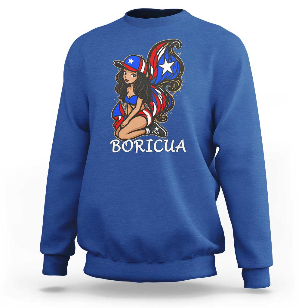 Puerto Rico Pin Up Girl Sweatshirt Taino Boricua Puerto Rican Flag - Wonder Print Shop