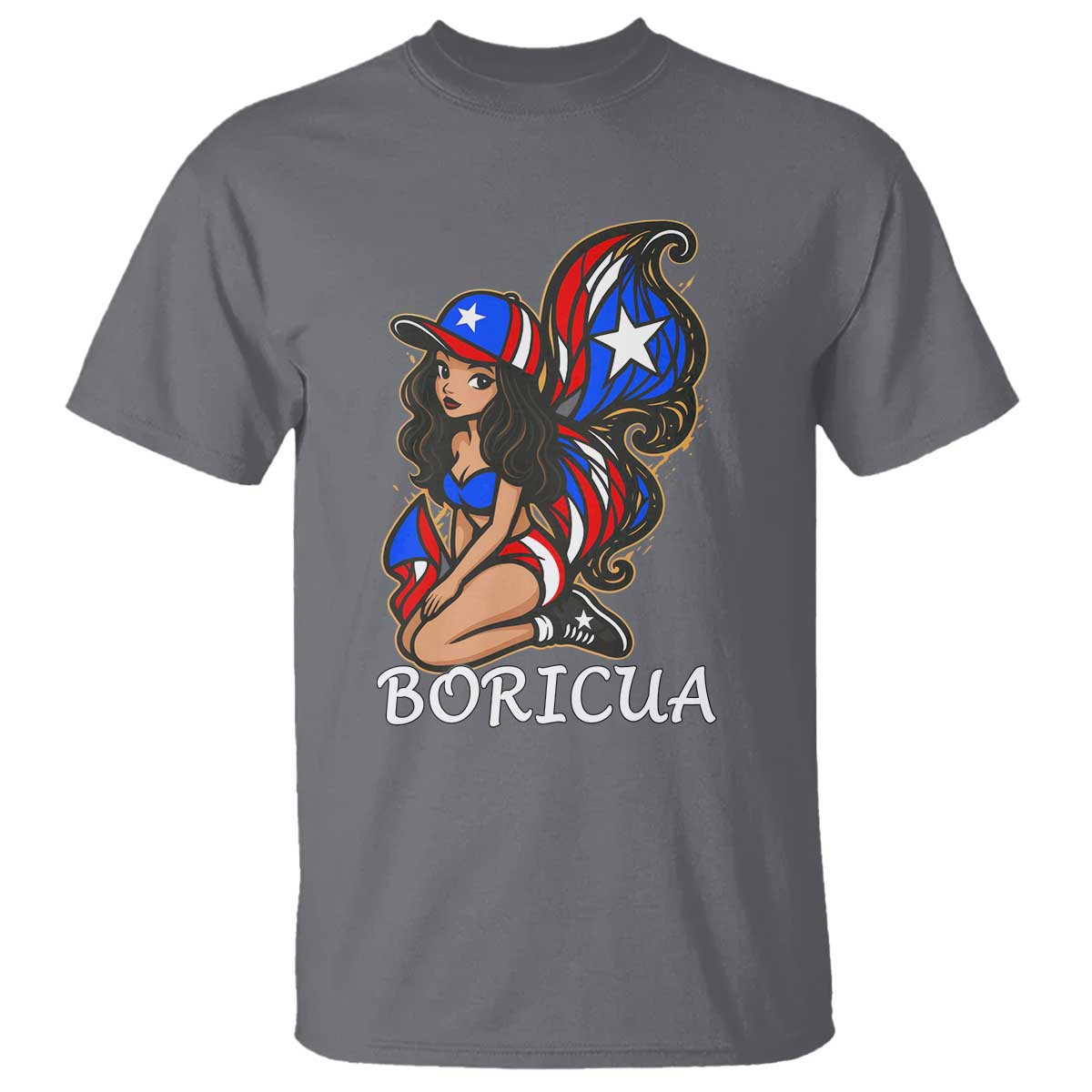 Puerto Rico Pin Up Girl T Shirt Taino Boricua Puerto Rican Flag - Wonder Print Shop