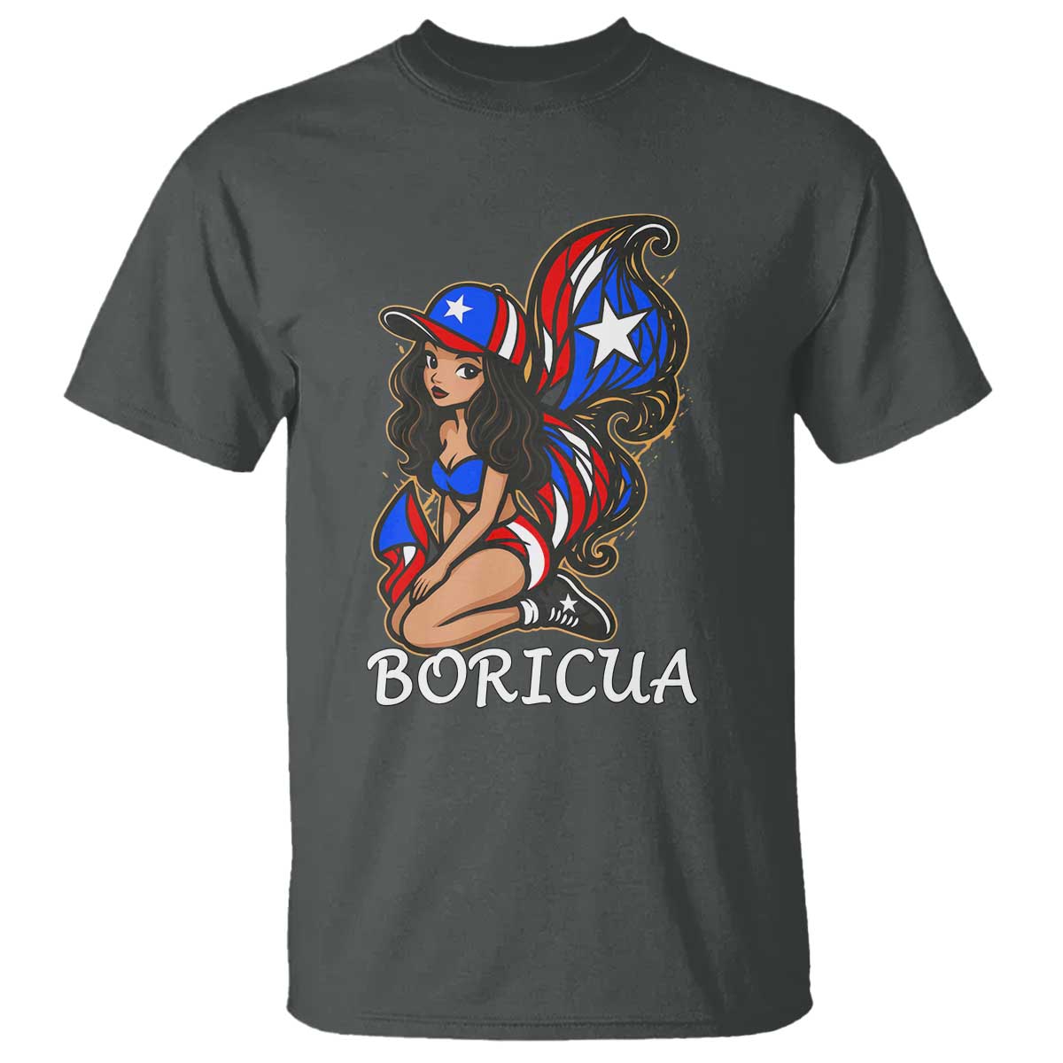 Puerto Rico Pin Up Girl T Shirt Taino Boricua Puerto Rican Flag - Wonder Print Shop