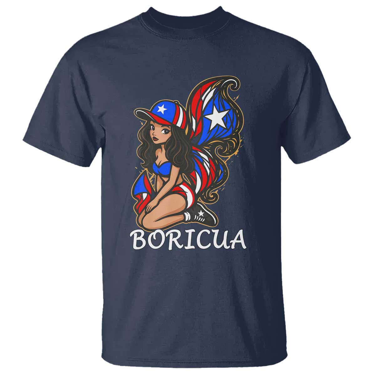 Puerto Rico Pin Up Girl T Shirt Taino Boricua Puerto Rican Flag - Wonder Print Shop