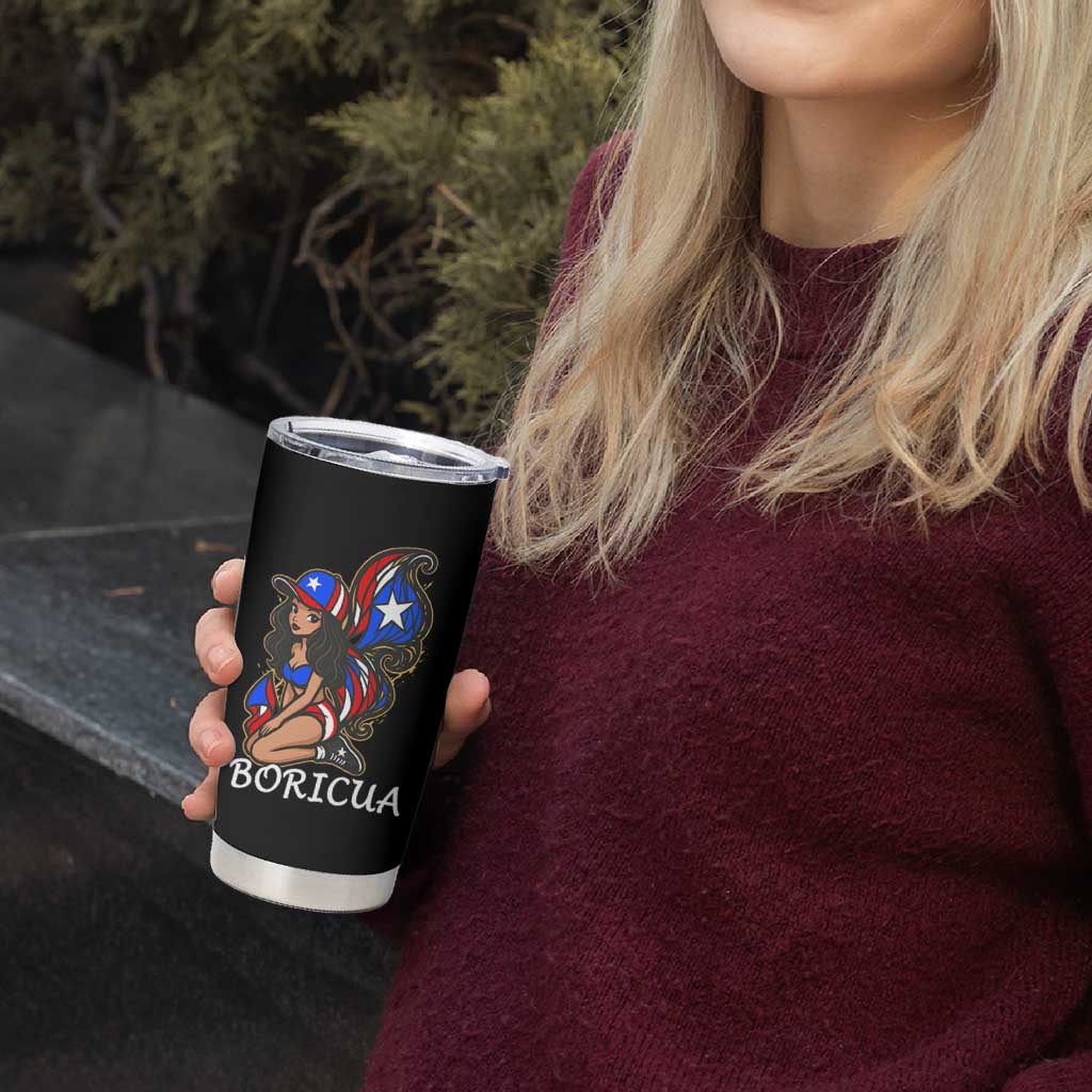 Puerto Rico Pin Up Girl Tumbler Cup Taino Boricua Puerto Rican Flag - Wonder Print Shop