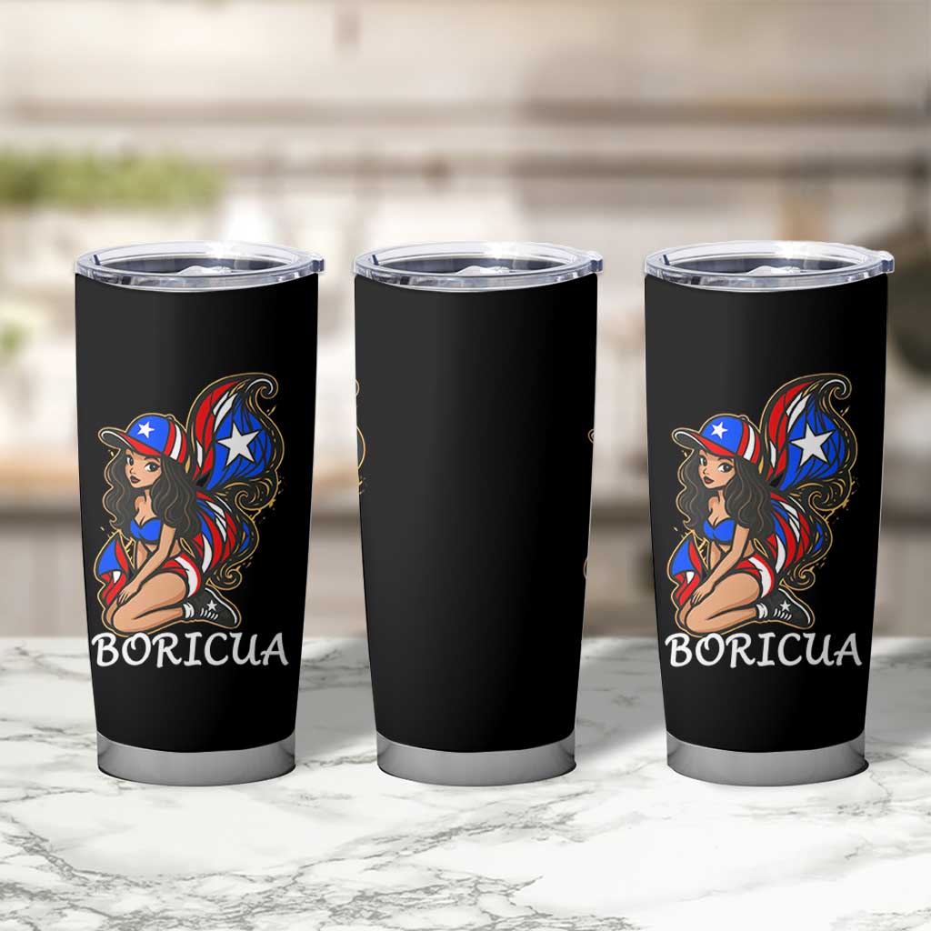 Puerto Rico Pin Up Girl Tumbler Cup Taino Boricua Puerto Rican Flag - Wonder Print Shop