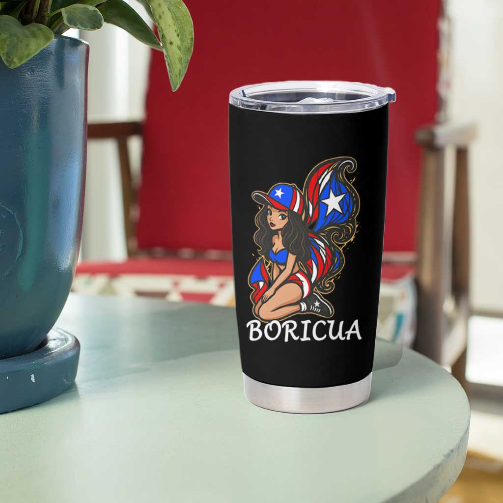 Puerto Rico Pin Up Girl Tumbler Cup Taino Boricua Puerto Rican Flag - Wonder Print Shop