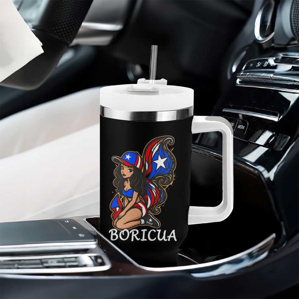 Puerto Rico Pin Up Girl Tumbler With Handle Taino Boricua Puerto Rican Flag - Wonder Print Shop