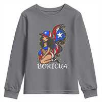 Puerto Rico Pin Up Girl Youth Sweatshirt Taino Boricua Puerto Rican Flag - Wonder Print Shop