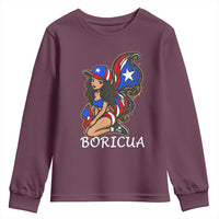 Puerto Rico Pin Up Girl Youth Sweatshirt Taino Boricua Puerto Rican Flag - Wonder Print Shop