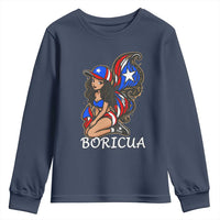 Puerto Rico Pin Up Girl Youth Sweatshirt Taino Boricua Puerto Rican Flag - Wonder Print Shop