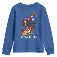 Puerto Rico Pin Up Girl Youth Sweatshirt Taino Boricua Puerto Rican Flag - Wonder Print Shop