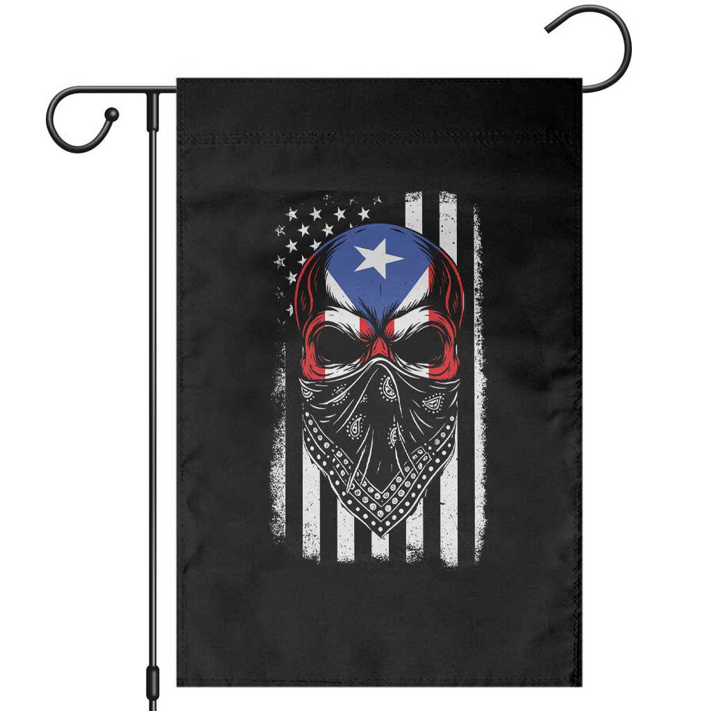 Skull Puerto Rican American Flag Garden Flag With Bandana